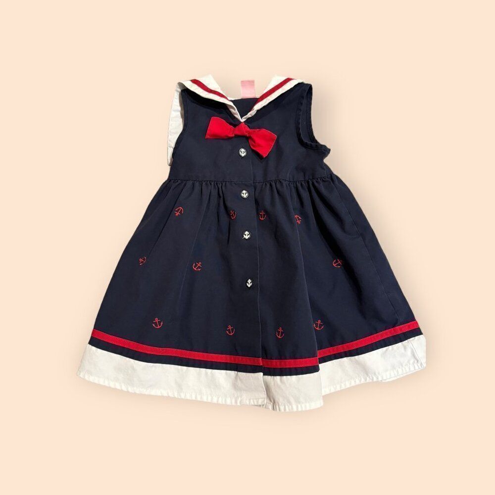 Girls Nautical Anchor Sailor Dress 4th of July Sz 5